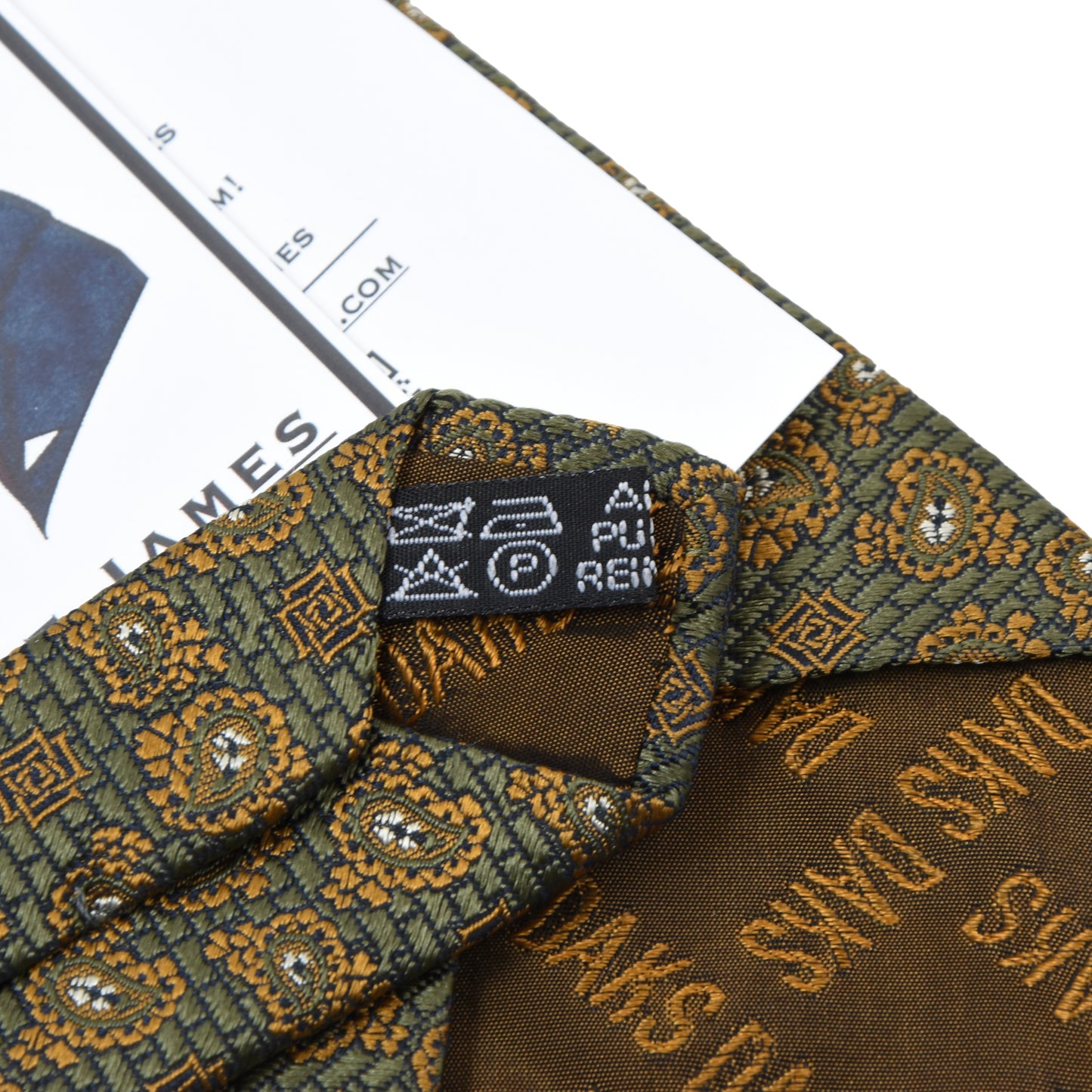 DAKS London 100% Silk Tie ca. 144cm/9.5cm - Green Paisley
