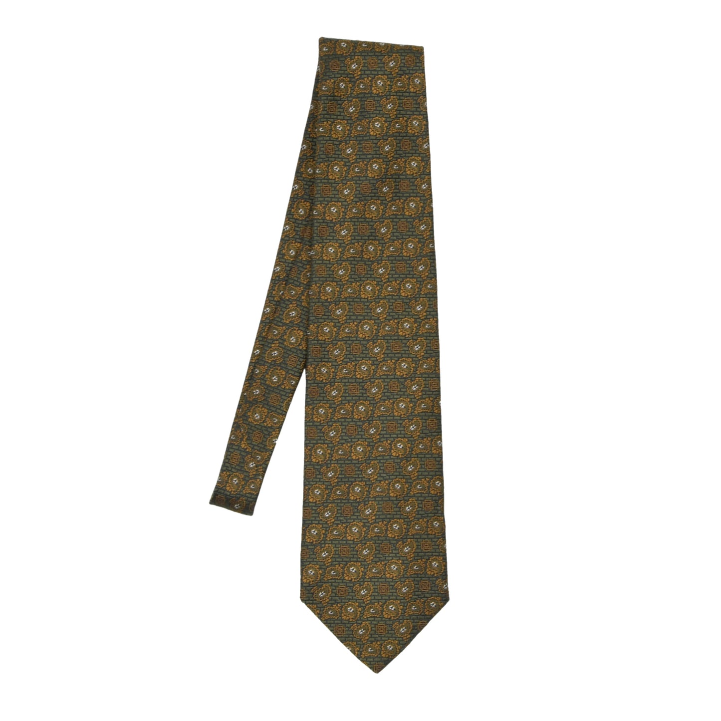 DAKS London 100% Silk Tie ca. 144cm/9.5cm - Green Paisley