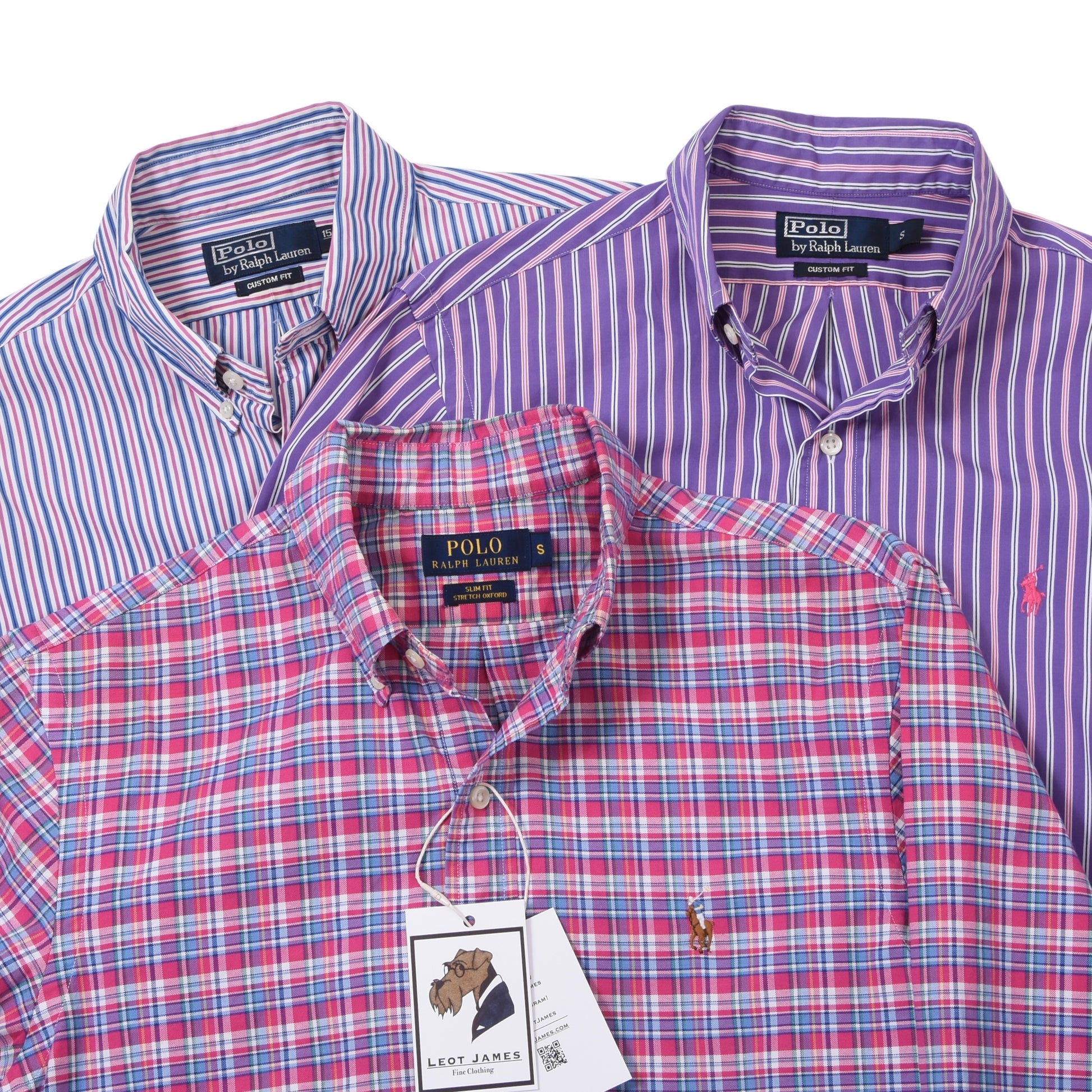 Polo Ralph Lauren Set of 3 Shirts Size S 15/38 Slim/Custom Fit Leot James Polo Ralph Lauren Set of 3 Shirts Size S 15/38 Slim/Custom Fit Leot James