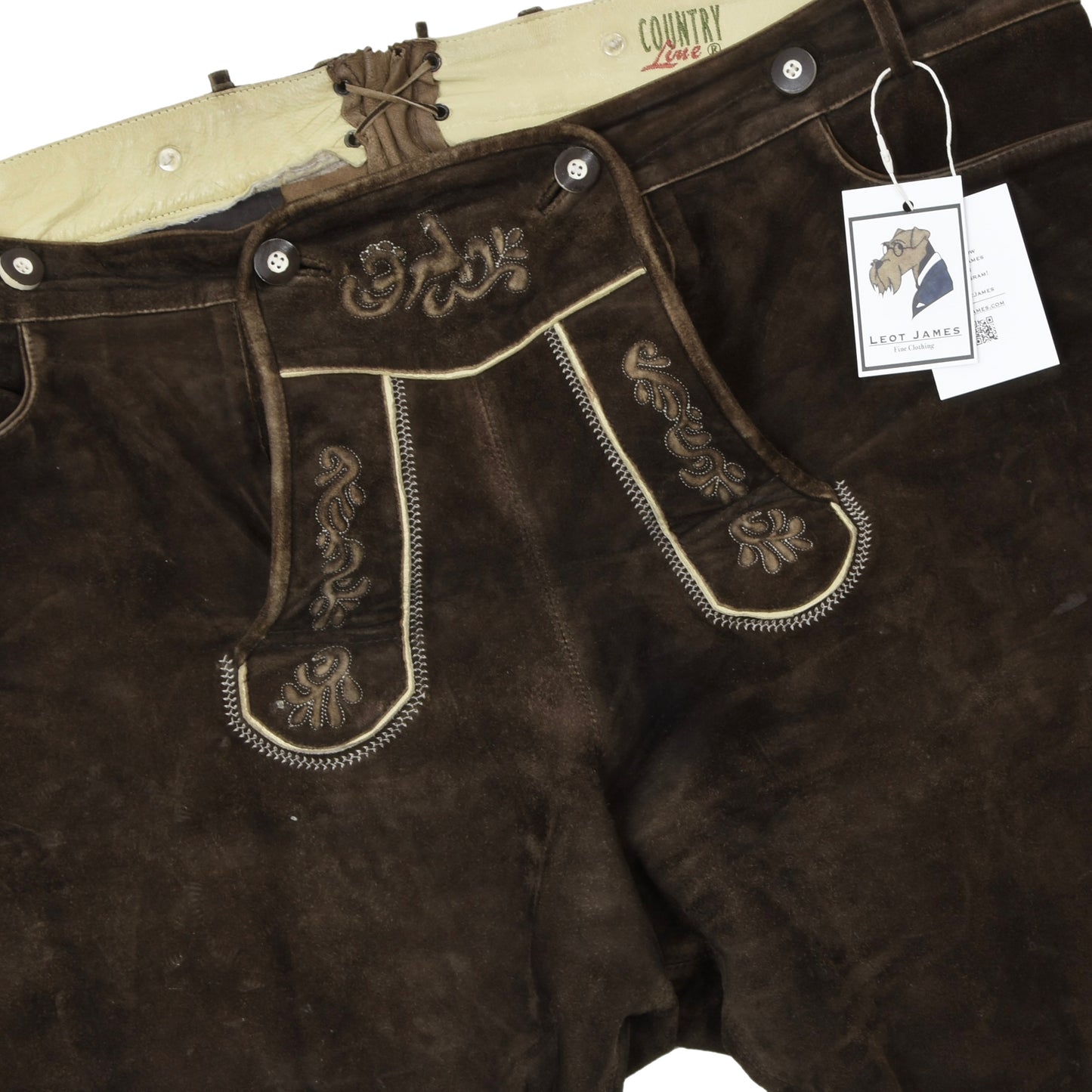 Country Line Goat Suede Lederhose Size 62 - Brown