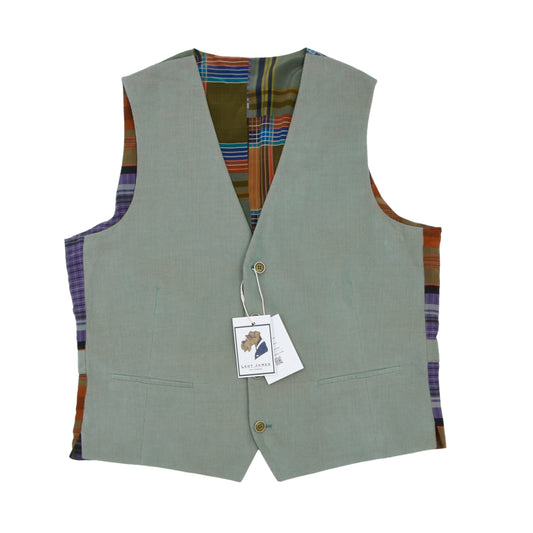 Etro Milano Corduroy/Silk Vest Size 52 - Iridescent Mint Green