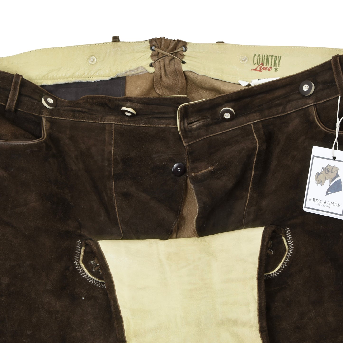 Country Line Goat Suede Lederhose Size 62 - Brown