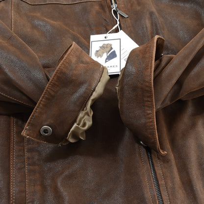 Milestone Goat Leather Jacket Size 48 Chest ca. 59cm - Brown