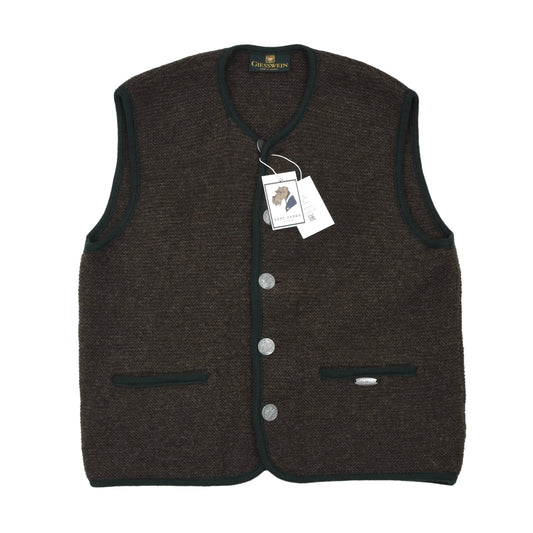 Giesswein Wool Sweater Vest/Trachtenweste Size 54 - Brown