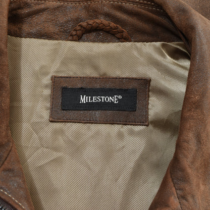 Milestone Goat Leather Jacket Size 48 Chest ca. 59cm - Brown