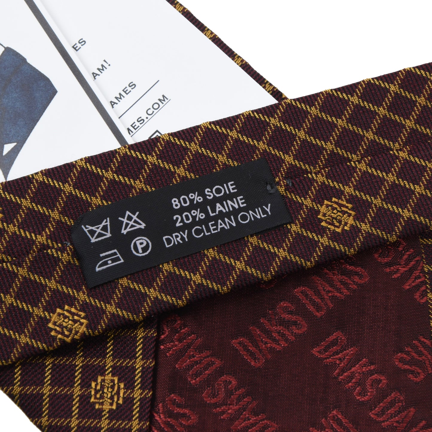 DAKS London Wool-Silk Tie ca. 145cm/9.5cm - Burgundy/Gold