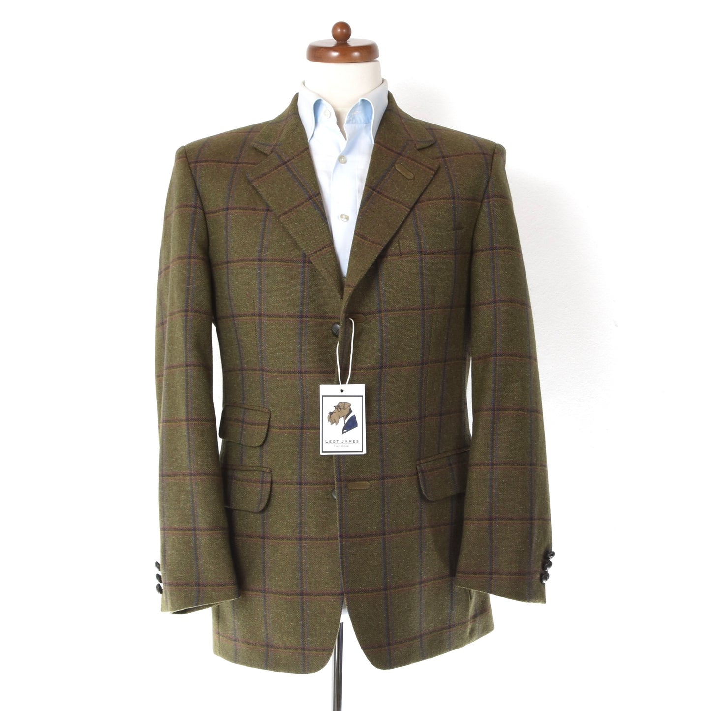 Vintage DAKS London Wool Jacket Size 46 ca. 52cm - Green Windowpane