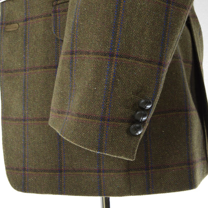 Vintage DAKS London Wool Jacket Size 46 ca. 52cm - Green Windowpane