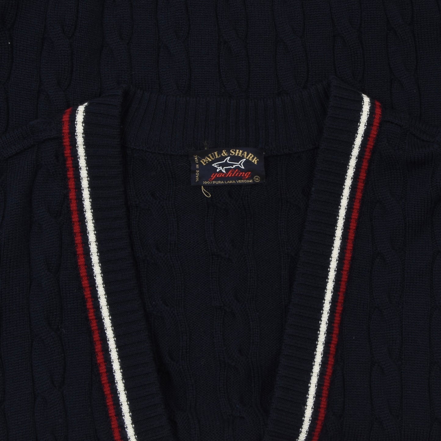 Paul & Shark Yachting Wool Cardigan Sweater Size M  - Cableknit