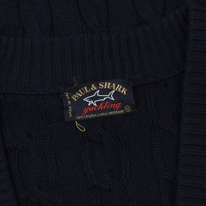 Paul & Shark Yachting Wool Cardigan Sweater Size M  - Cableknit