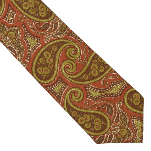 DAKS London 100% Silk Tie ca. 146cm/9.3cm - Orange Paisley