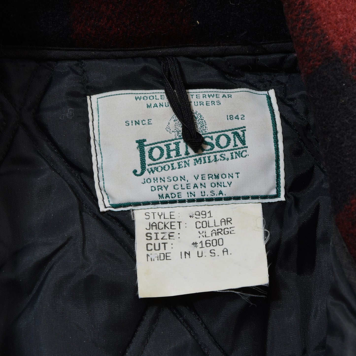 Johnson Woolen Mills Wool Jacket Size XL Chest ca. 64.5cm - Red Plaid