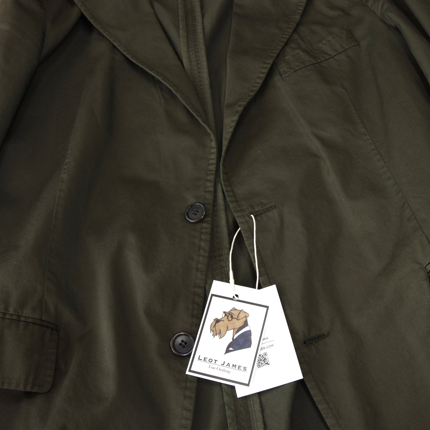 Hugo Boss Peak Lapel Cotton Jacket Size 52 - Military Green