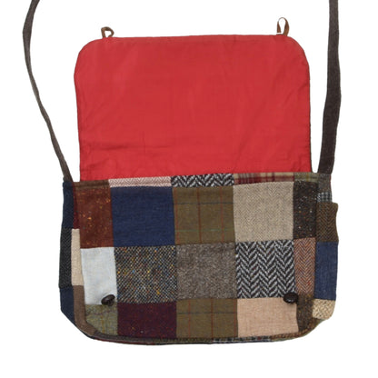 Hanna Hats 100% Wool Tweed Satchel Bag - Patchwork