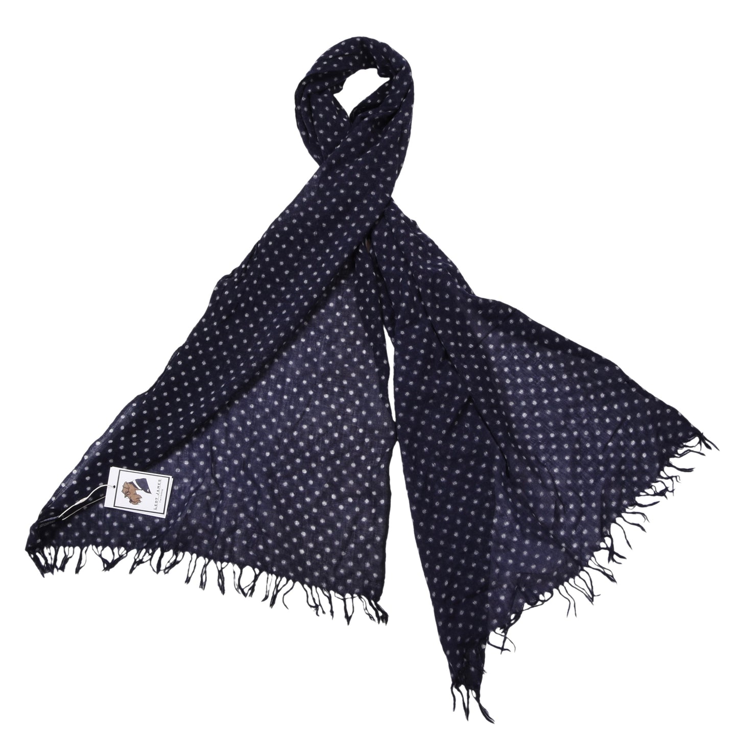 Barbour Wool Scarf ca. 200cm - Navy Polka Dots