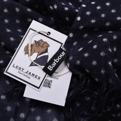 Barbour Wool Scarf ca. 200cm - Navy Polka Dots