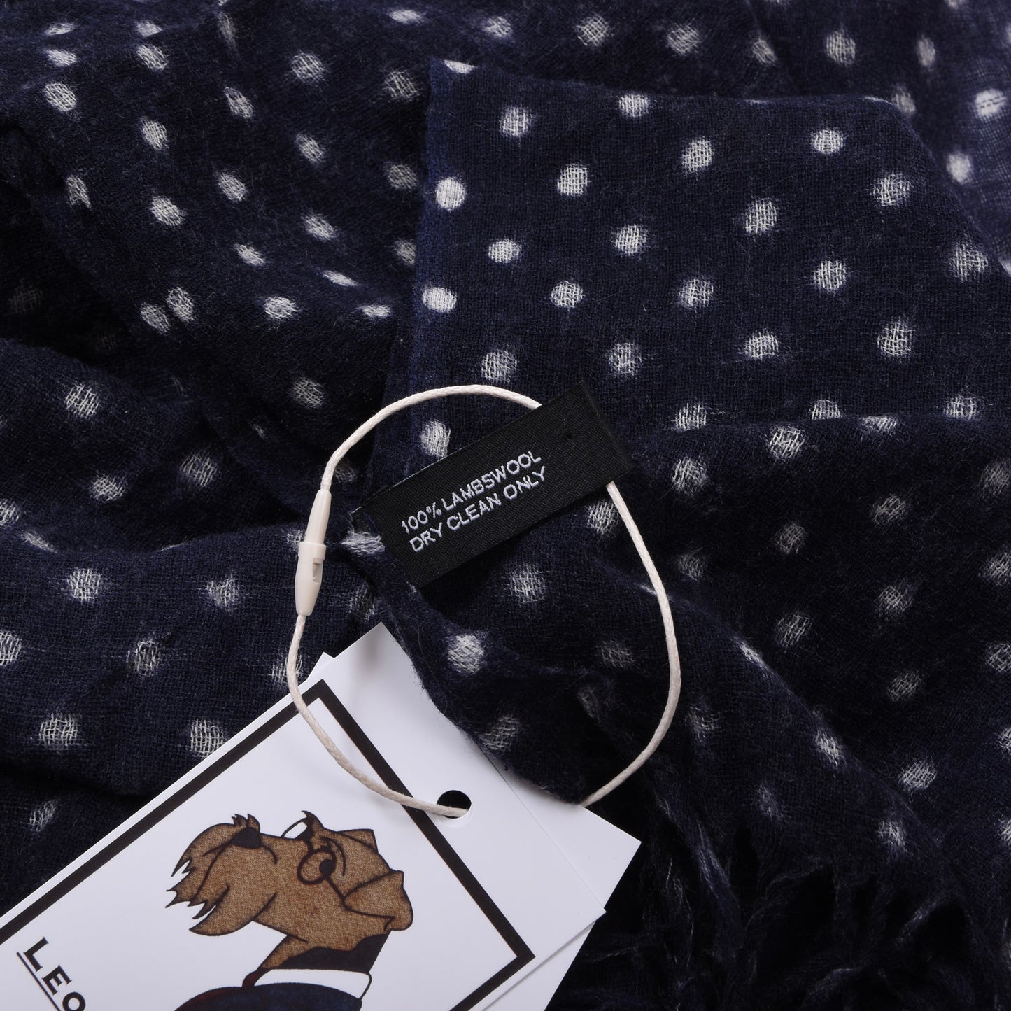 Barbour Wool Scarf ca. 200cm - Navy Polka Dots