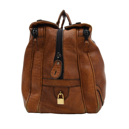 Goldpfeil Caracciola Leather Weekender/Duffle Bag - Tan/Brown