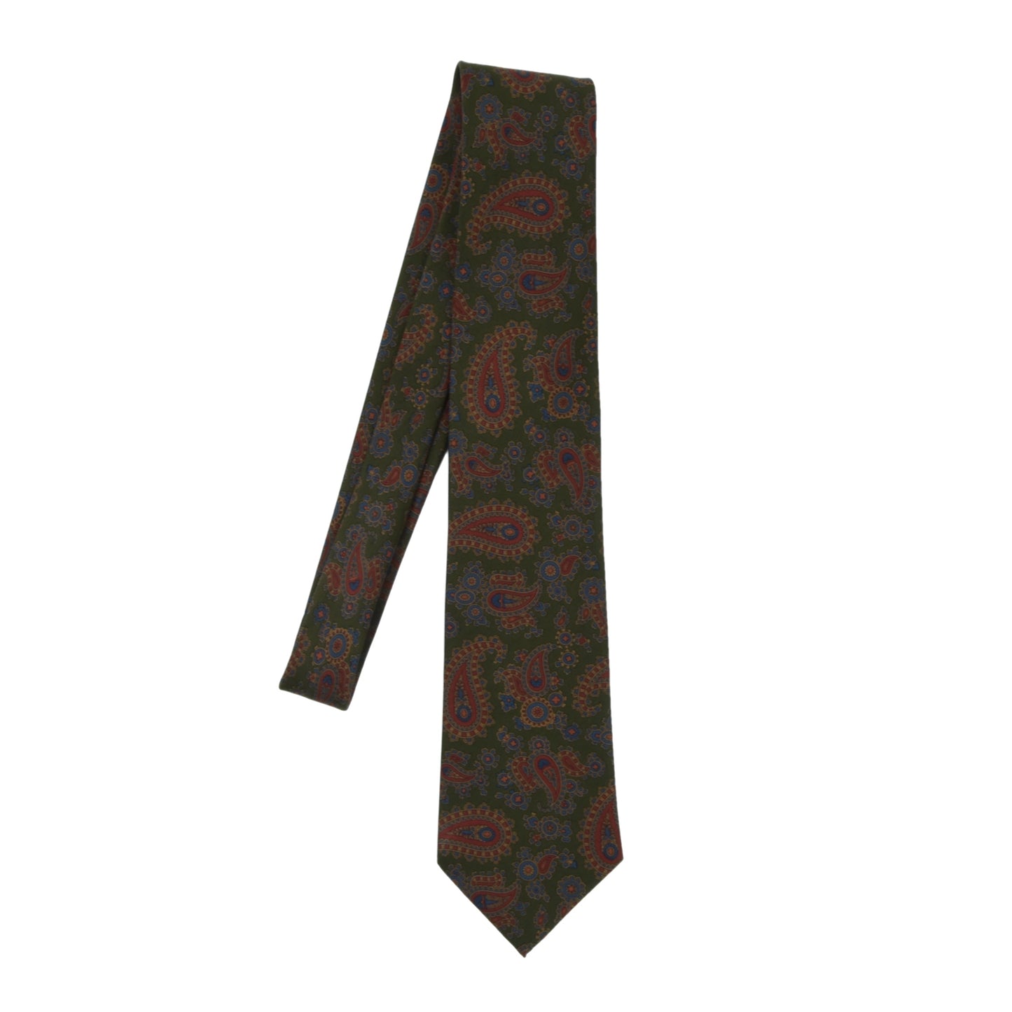 Michelsons of London Ancient Madder Silk Tie ca. 140cm/8.5cm - Green Paisley