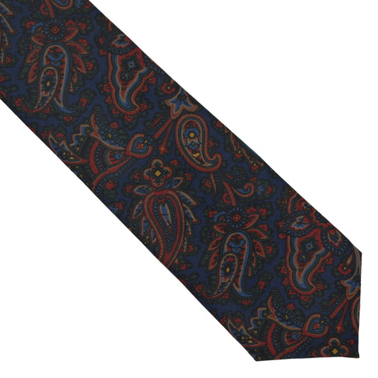 Michelsons of London Ancient Madder Silk Tie ca. 137cm/8cm - Blue Paisley
