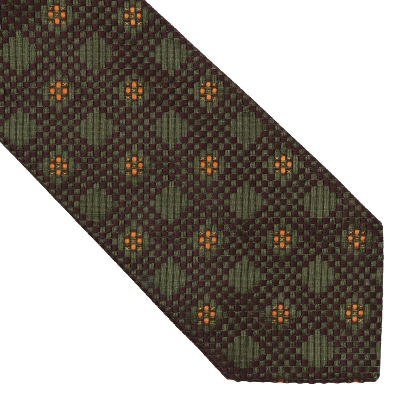 Ermenegildo Zegna Silk Woven Tie ca. 140.5cm - Green/Burgundy