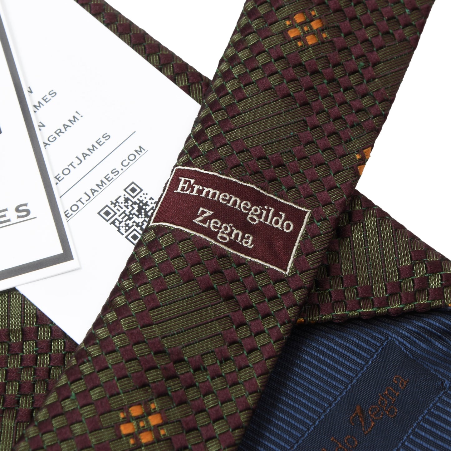 Ermenegildo Zegna Silk Woven Tie ca. 140.5cm - Green/Burgundy