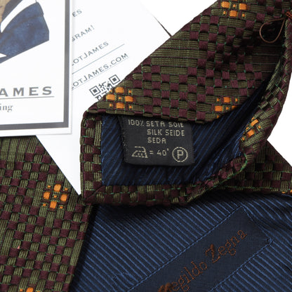 Ermenegildo Zegna Silk Woven Tie ca. 140.5cm - Green/Burgundy