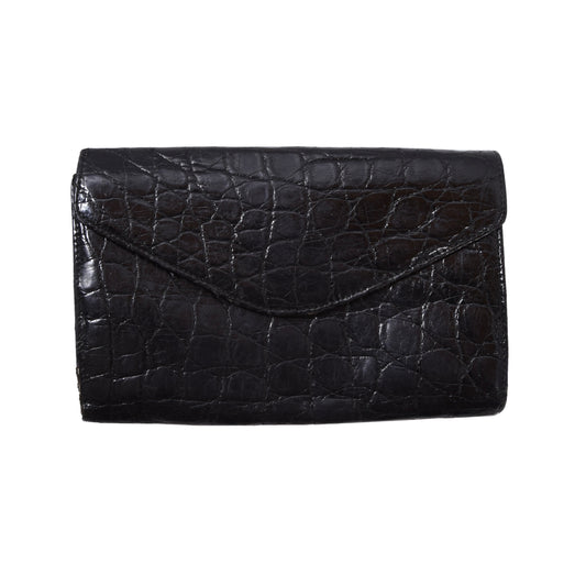 Vintage Crocodile Leather Travel Wallet ca. 19.6cm - Black