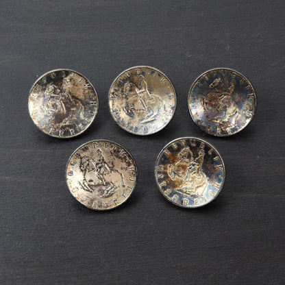 5x .640 Silver 1961 5 Schilling Coin Buttons