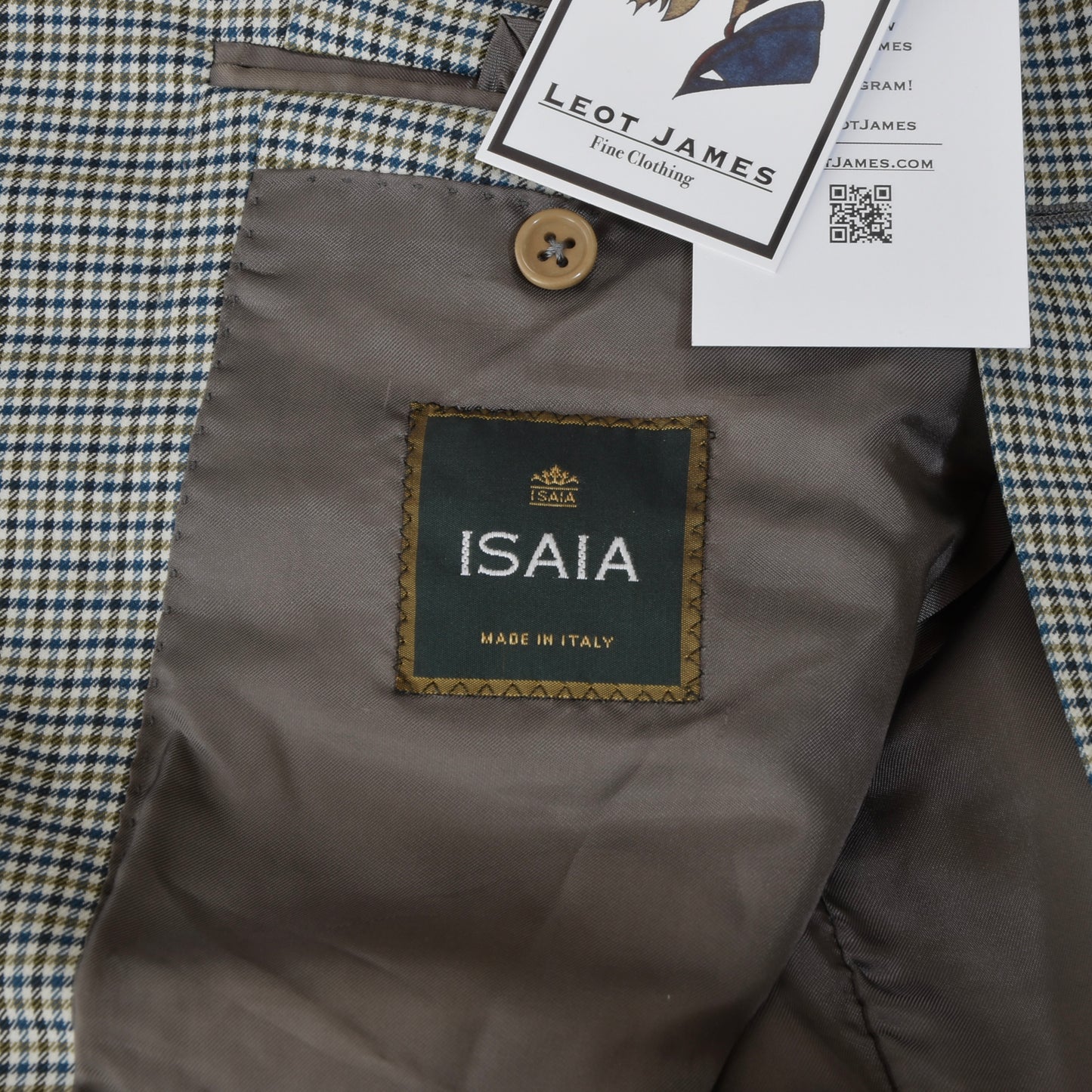 Isaia Napoli Wool-Silk Jacket Size 50L - Plaid