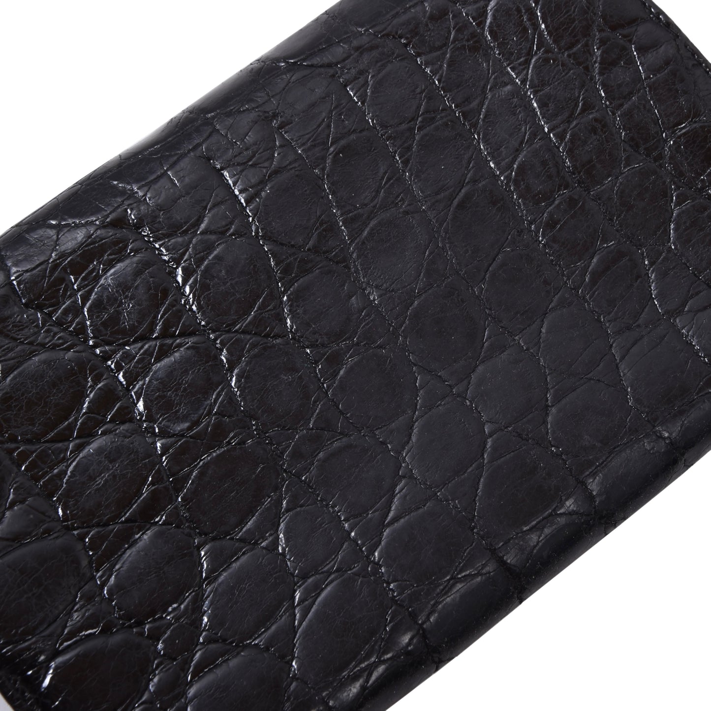Vintage Crocodile Leather Travel Wallet ca. 19.6cm - Black