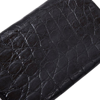 Vintage Crocodile Leather Travel Wallet ca. 19.6cm - Black