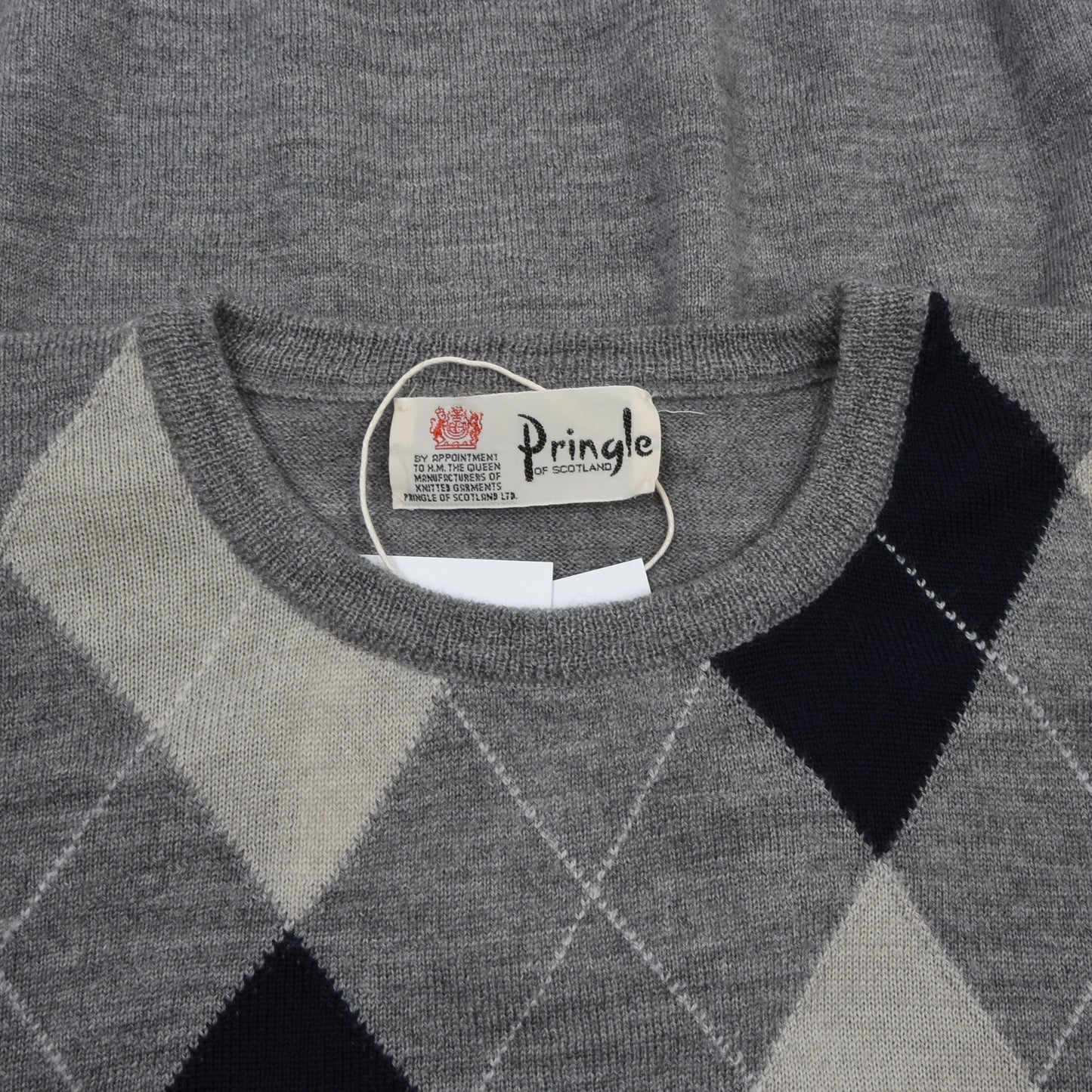 Pringle of Scotland Pullover Wolle Argyle Größe XL - Grau/Argyle