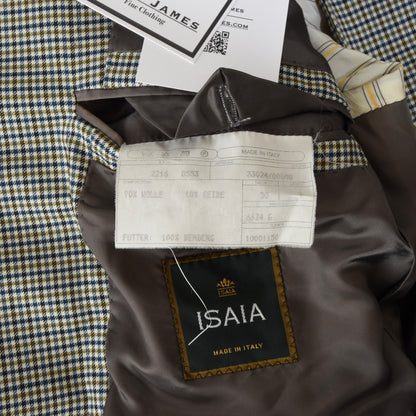 Isaia Napoli Wool-Silk Jacket Size 50L - Plaid