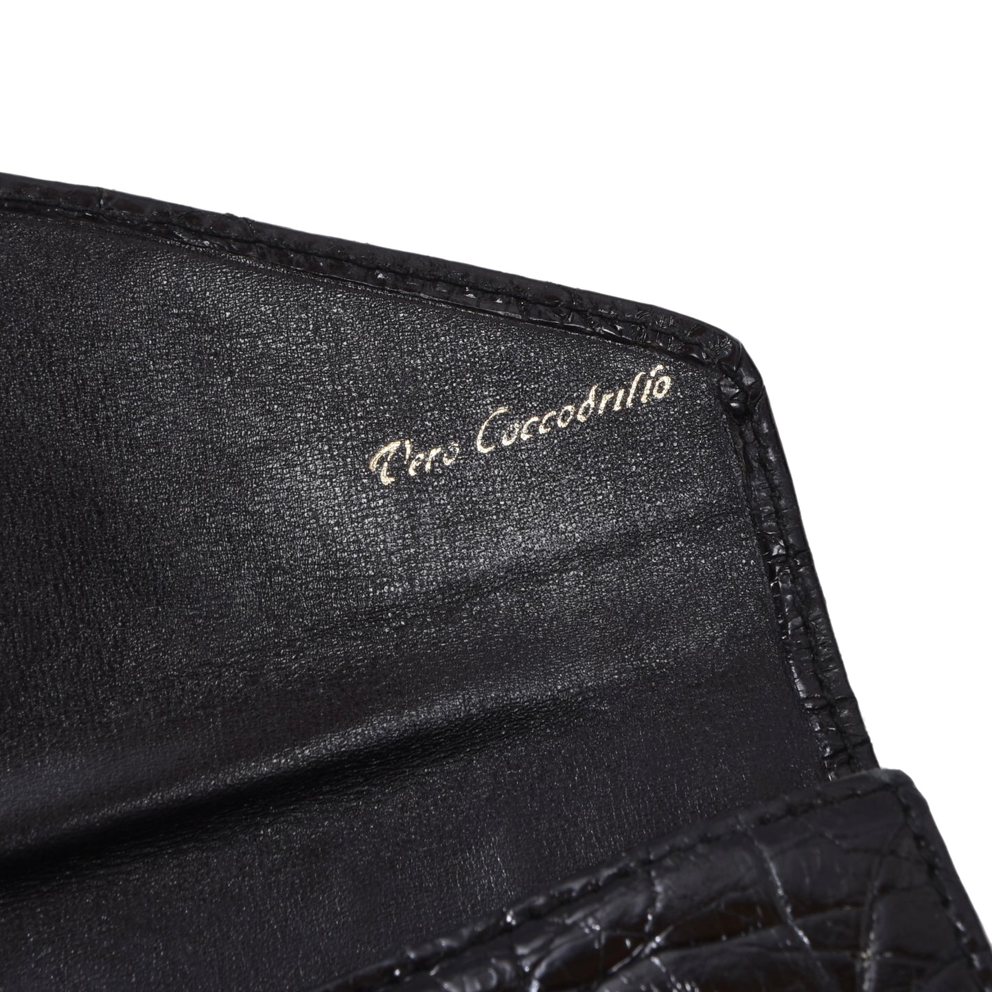 Vintage Crocodile Leather Travel Wallet ca. 19.6cm - Black