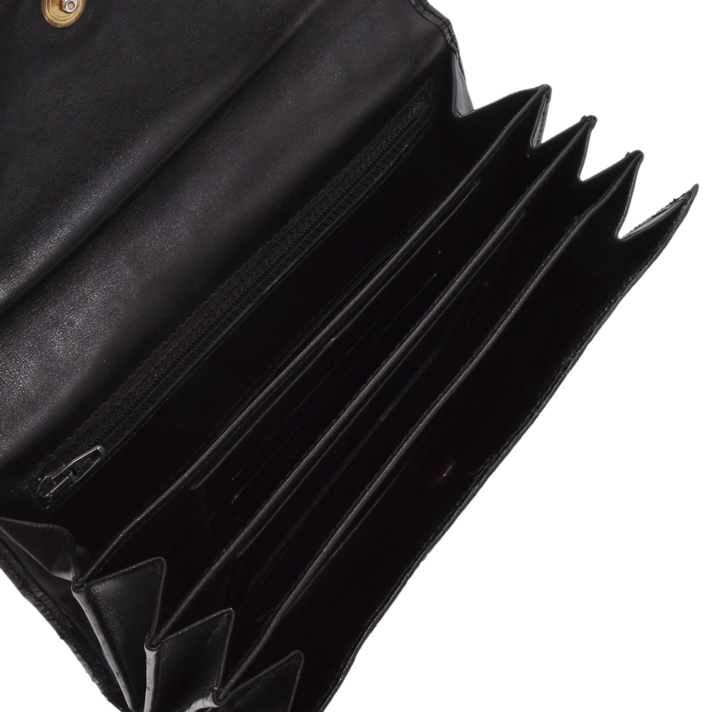 Vintage Crocodile Leather Travel Wallet ca. 19.6cm - Black