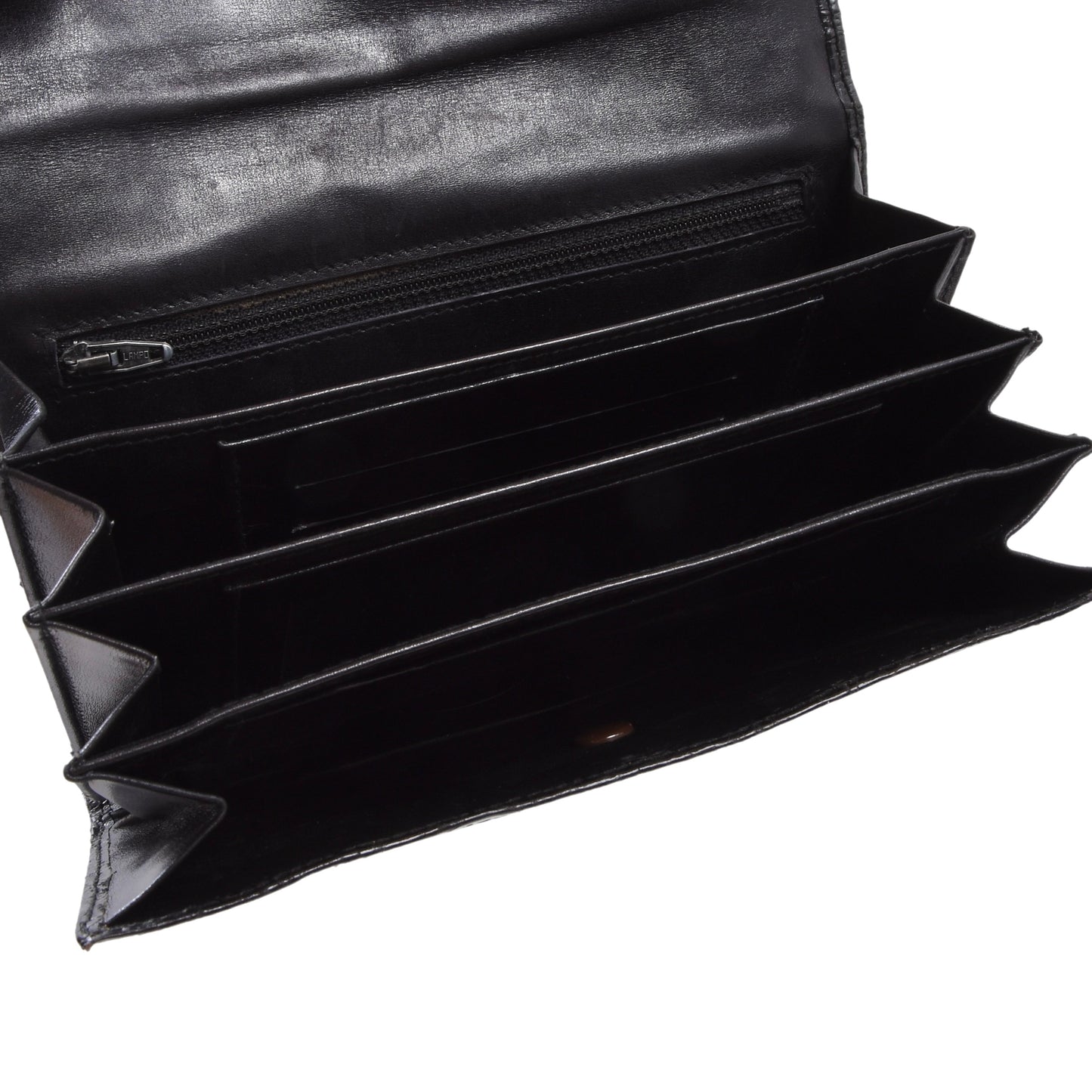 Vintage Crocodile Leather Travel Wallet ca. 19.6cm - Black