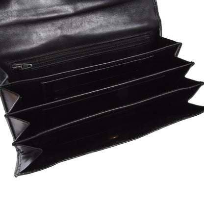 Vintage Crocodile Leather Travel Wallet ca. 19.6cm - Black