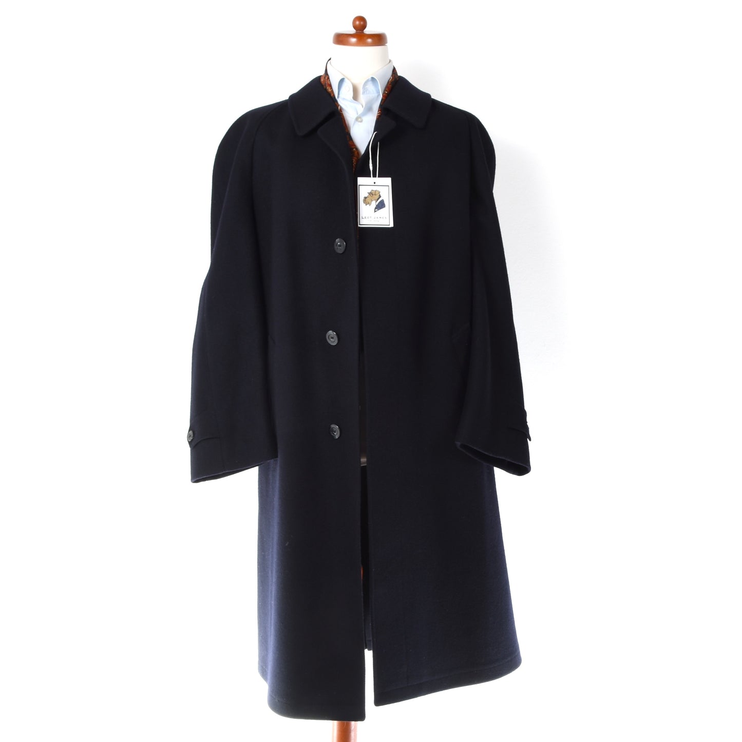 Brühl & Söhne Irish Tweed Balmacaan Coat Size 27 - Navy Blue