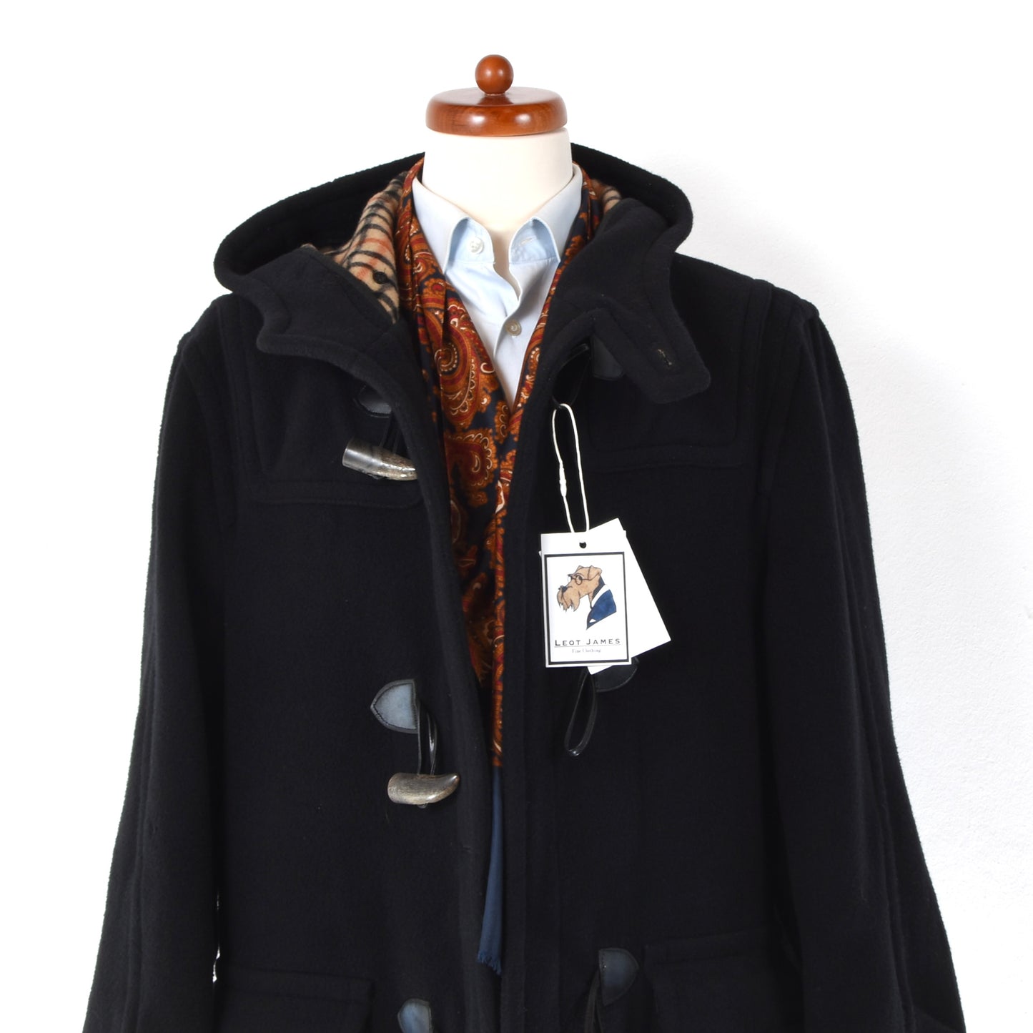 DAKS London 100% Wool Duffle Coat Size 48 - Navy Blue