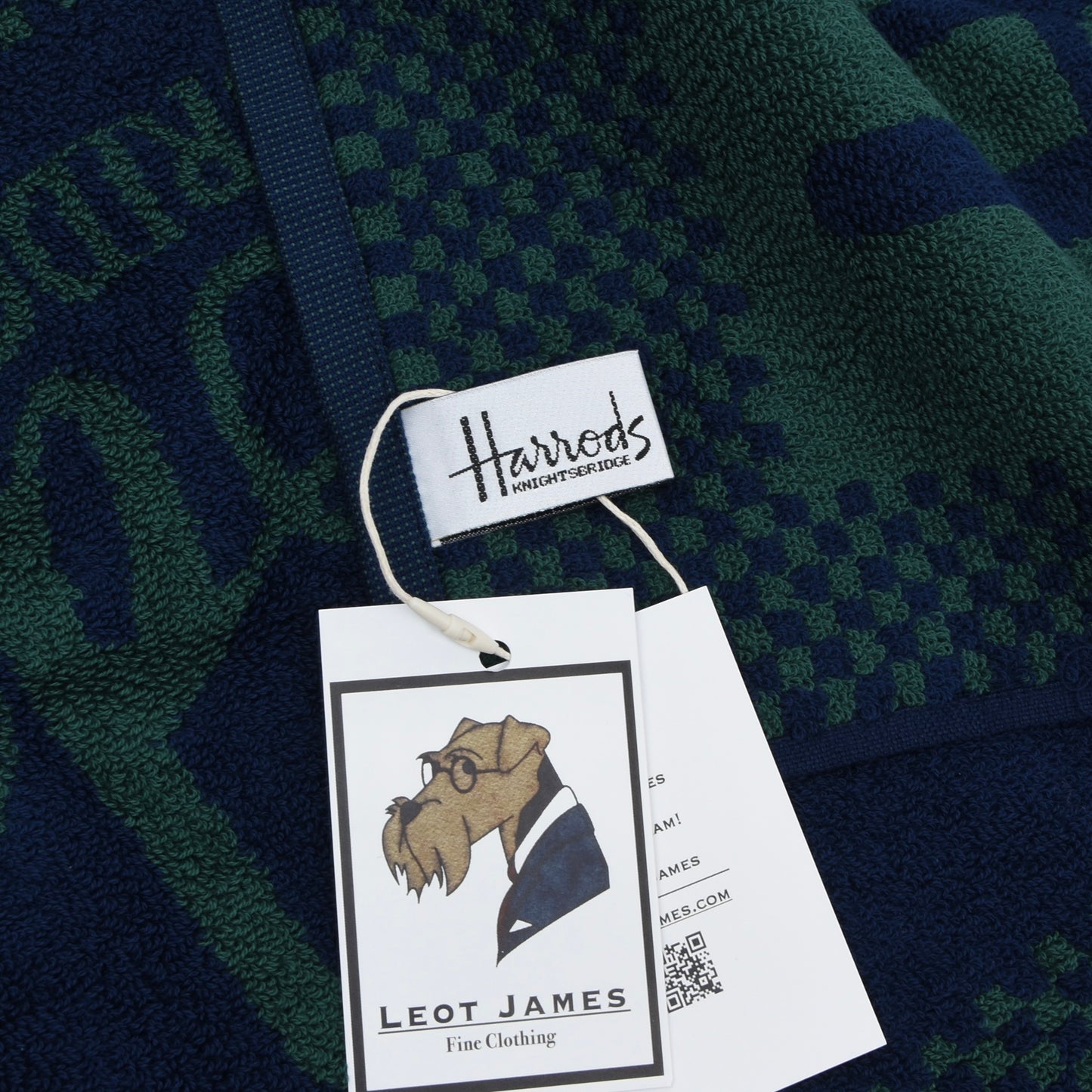 NWT Harrod's Golf Towels Set of 2 - Navy/Green