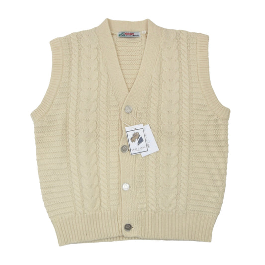 Alphorn Wool Cableknit Sweater Vest/Trachtenweste Size 52 - Cream