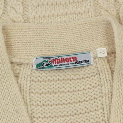 Alphorn Wool Cableknit Sweater Vest/Trachtenweste Size 52 - Cream