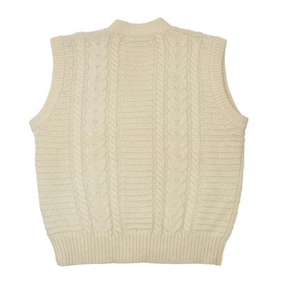 Alphorn Wool Cableknit Sweater Vest/Trachtenweste Size 52 - Cream