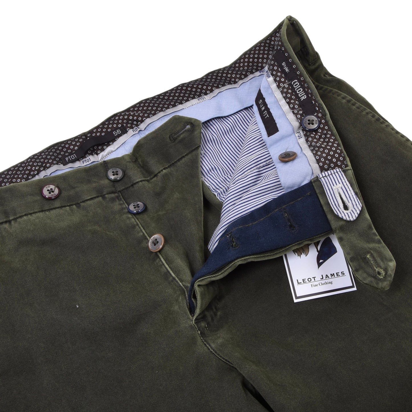 PT01 Cotton Pants Size 56 Slim Fit ca. 48.5cm - Green