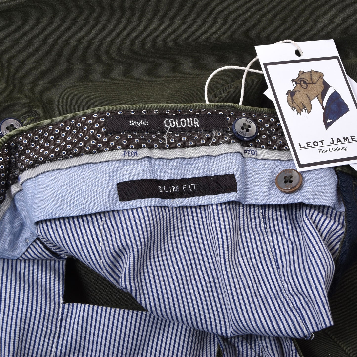 PT01 Cotton Pants Size 56 Slim Fit ca. 48.5cm - Green