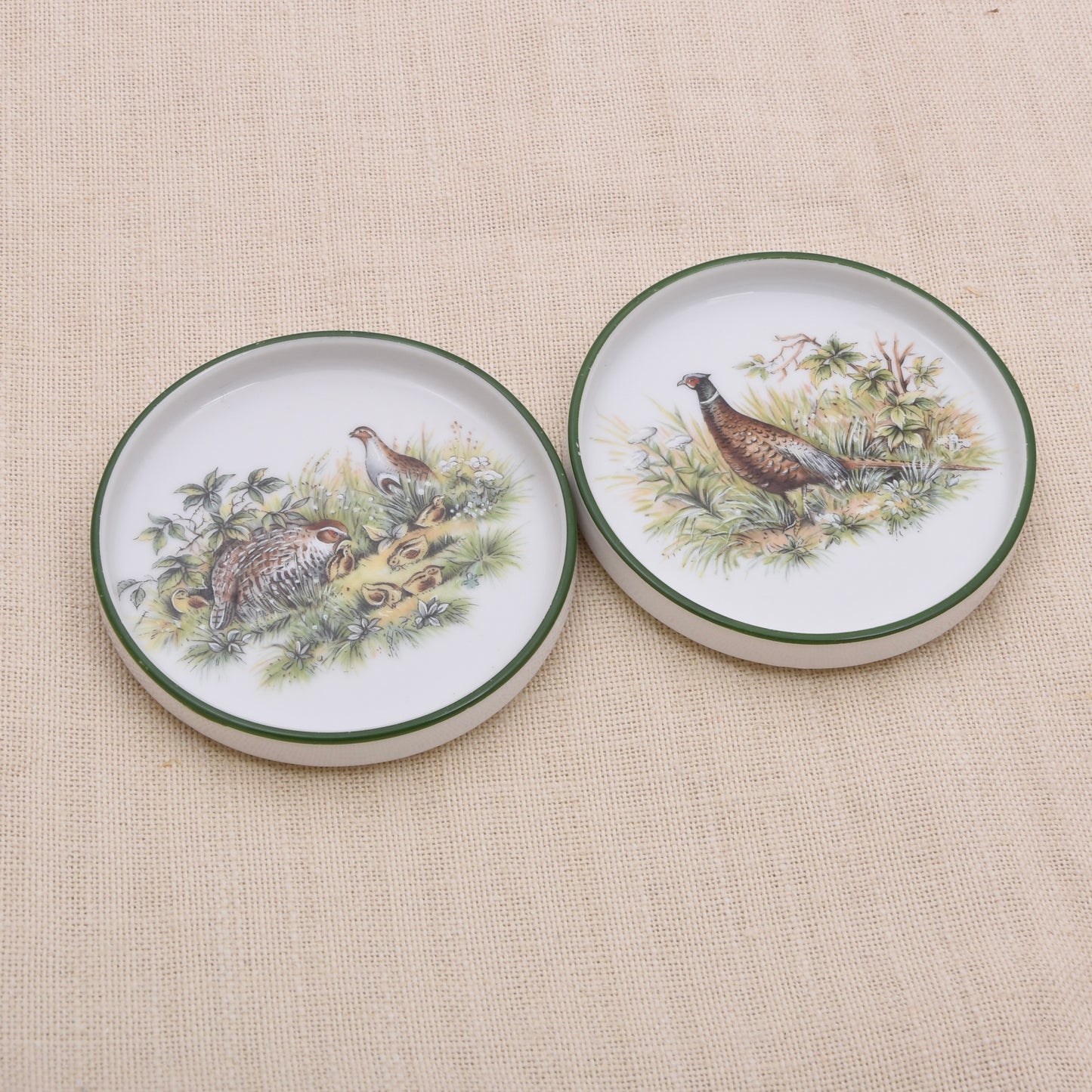 Vintage Seltmann Weiden Porzellan-Untersetzer mit Fasanenmotiv – 2er-Set