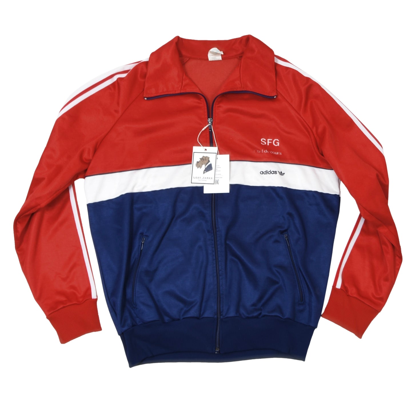 Vintage 1970er Adidas Jogginganzug Gr. D8 - Rot, Weiß & Marineblau