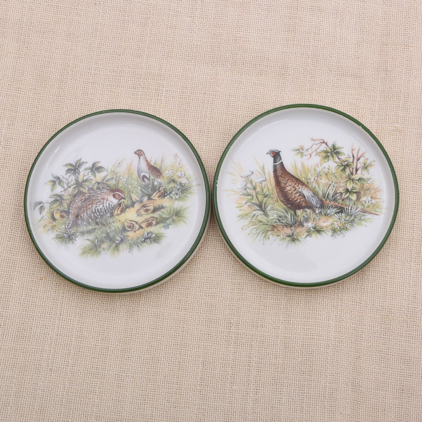 Vintage Seltmann Weiden Porzellan-Untersetzer mit Fasanenmotiv – 2er-Set