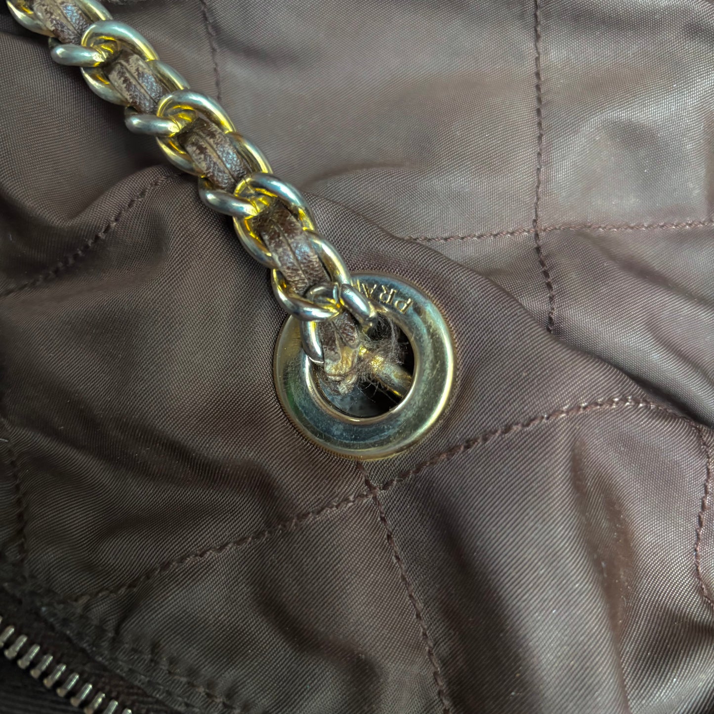 Vintage Prada Milano Quilted Nylon Purse ca. 31cm - Brown